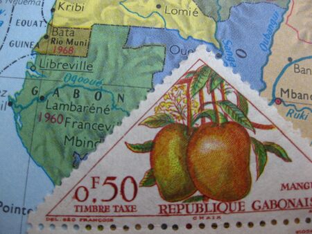 Stamp on Vintage map: Gabonの写真素材