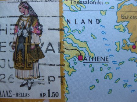 Stamp on Vintage map: Greeceの写真素材