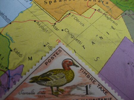Stamp on Vintage map: mauritaniaの写真素材