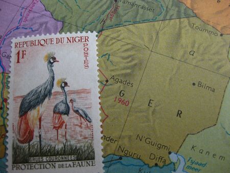Stamp on Vintage map: Nigerの写真素材