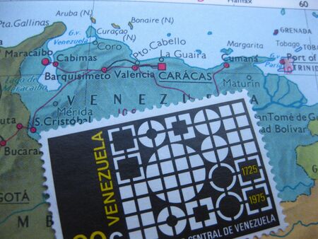 Stamp on Vintage map: Venezuelaの写真素材