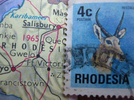 Stamp on Vintage map: Zimbabwe Rhodesiaの写真素材