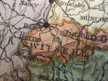 Vintage map of 1929: Switzerlandの写真素材