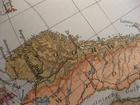 Vintage map of 1929: Norwayの写真素材