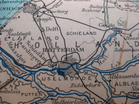 Vintage map of 1929: Rotterdam Delft the Netherlandsの写真素材