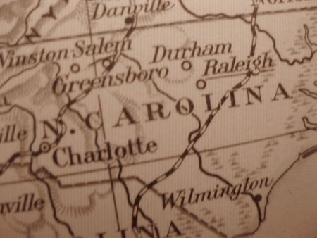 Vintage map of 1929 in sepia: North Carolina, Old North Stateの写真素材