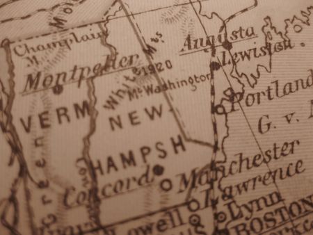 Vintage map of 1929 in sepia: New Hamphire, Granite stateの写真素材
