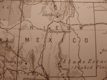 Vintage map of 1929 in sepia: New Mexico, land of Enchantment