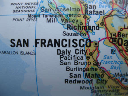 American cities on map: San Francisco の写真素材