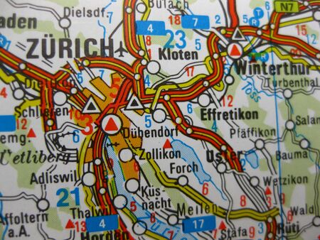 Europe in seven days: map of Zurich, Switzerlandの写真素材