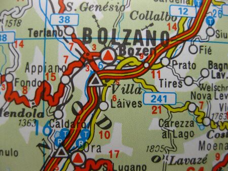 Europe in seven days: map of Bolzano, Italyの写真素材