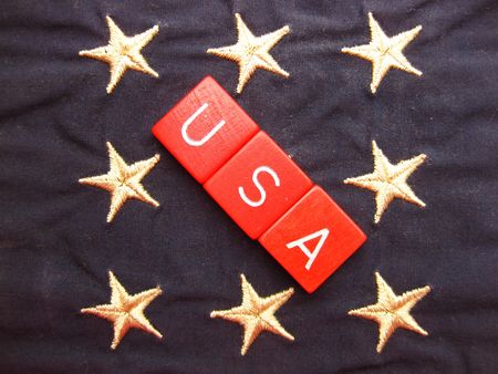 USA spelled over starsの写真素材