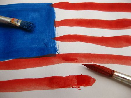 painting the stars and stripesの写真素材