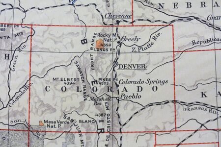 Vintage 1956 map: Colorado, Centennial Stateの写真素材
