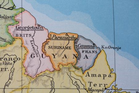 Vintage 1956 map: Guyana and Surinameの写真素材