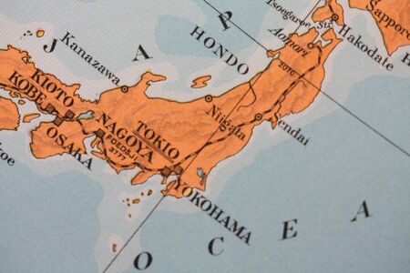 Vintage 1956 map: Japan, detailの写真素材