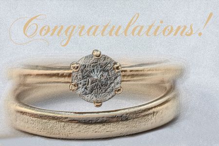 Print and post: Wedding congratulations card, rings の写真素材