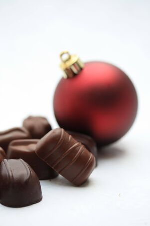 Christmas ornament with chocolatesの写真素材