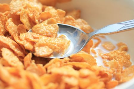 Cornflakes with milk, breakfast cereal