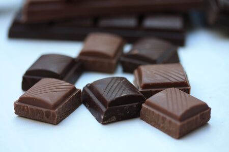 pieces of a chocolate bar, pure and milk