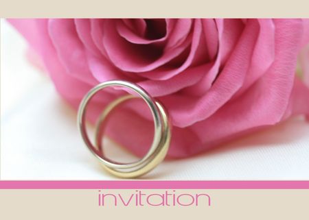 Pink rose wedding invitation cardの写真素材