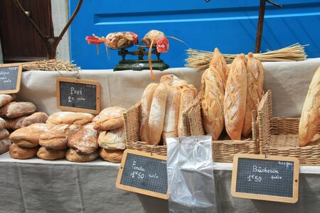 Traditional French bread on a local market in Bédoin, Franceの写真素材