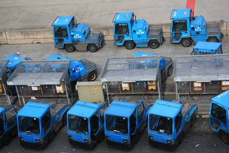 March, 24th, Amsterdam Schiphol Airport the Netherlands: bagage handling equipment that is used on...