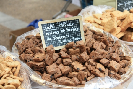 Spicy traditional biscuits on french market in the Provenceのeditorial素材