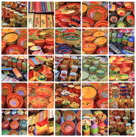 XL-collage made from 25 different high resolution provencal pottery imagesの写真素材