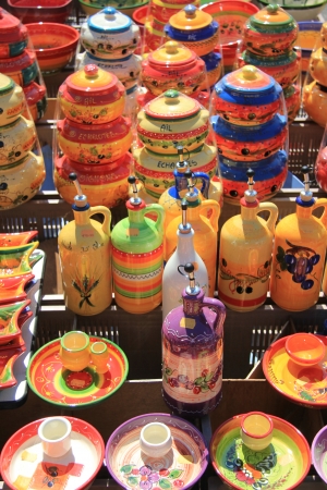 Traditional pottery on a local market in the Provence, Franceのeditorial素材