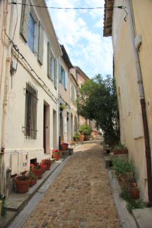 street view in the city of Arles, France