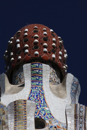 building at Park Güell, the famous park in Barcelona, Spainの写真素材