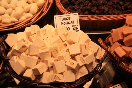 Pieces of nougat at a Spanish marketの写真素材