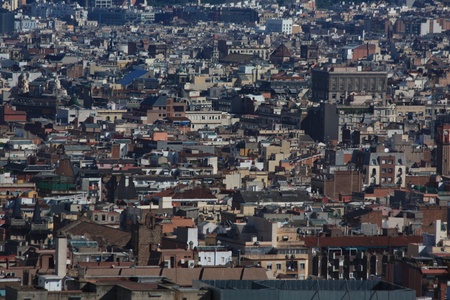 Barcelona overview from Park Güell, the famous park in Barcelona, Spain