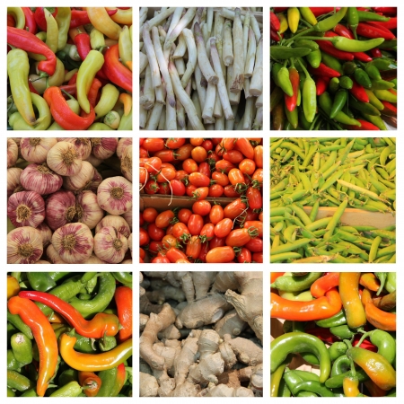 Nine XL vegetqble images in a collageの写真素材