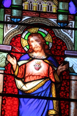 stained glass in a church in Nyons, detailのeditorial素材