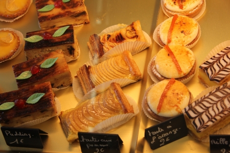 Various sorts of pastry in a shop in the Provence, Franceのeditorial素材