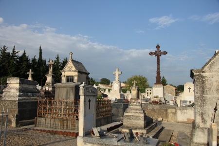 Overview of an old cemetery in Aubignan, Franceの写真素材