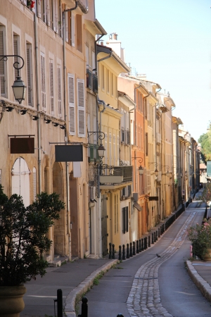 Plastered facades in traditional Provencal colors in Aix-en-provenceのeditorial素材