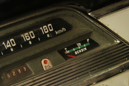 Detail of a vintage Swedish car dashboardの写真素材