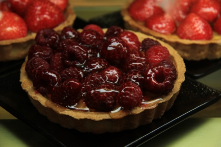 Strawberry pastry in a shop in France