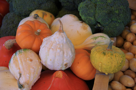Broccoli and pumpkins at a Provencal market