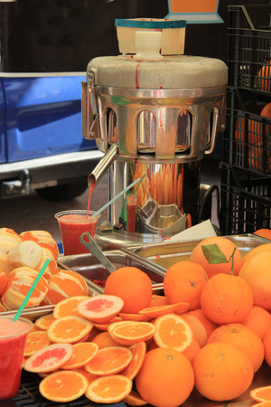 Juice or vitamin bar at a market in the Provenceの写真素材