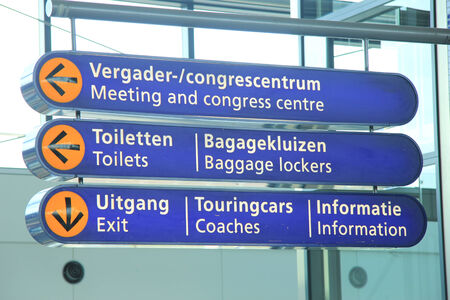 Amsterdam, the Netherlands, august 2nd 2014 Passenger Cruise terminal information signsのeditorial素材