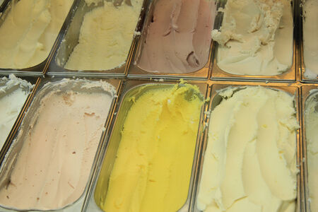 Different flavors of ice cream in a gelateriaの写真素材