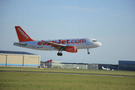 Schiphol Amsterdam, The Netherlands, april 11, 2015: G-EZDB easyJet Airbus A319-111  approaching...