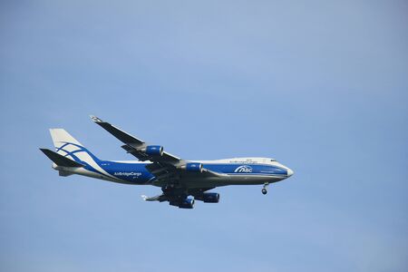 Amsterdam, The Netherlands - August 10 2015: VP-BIM AirBridgeCargo Boeing 747-4HAF in flight...