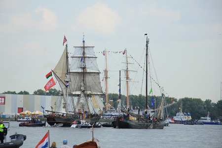 Velsen, The Netherlands - August 19 2015: Sail Amsterdam 2015 The Sail-in parade, opening ceremony of the Sail Amsterdam event, every five year since 1975.のeditorial素材