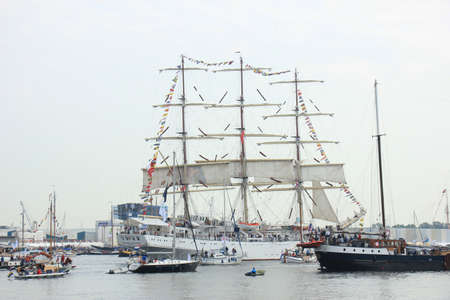 Velsen, The Netherlands - August 19 2015: Sail Amsterdam 2015 The Sail-in parade, opening ceremony of the Sail Amsterdam event, every five year since 1975.のeditorial素材