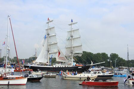 Velsen, The Netherlands - August 19 2015: Sail Amsterdam 2015 The Sail-in parade, opening ceremony of the Sail Amsterdam event, every five year since 1975.のeditorial素材